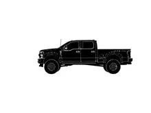 Silhouette of a black pickup truck with a crew cab silhouette
