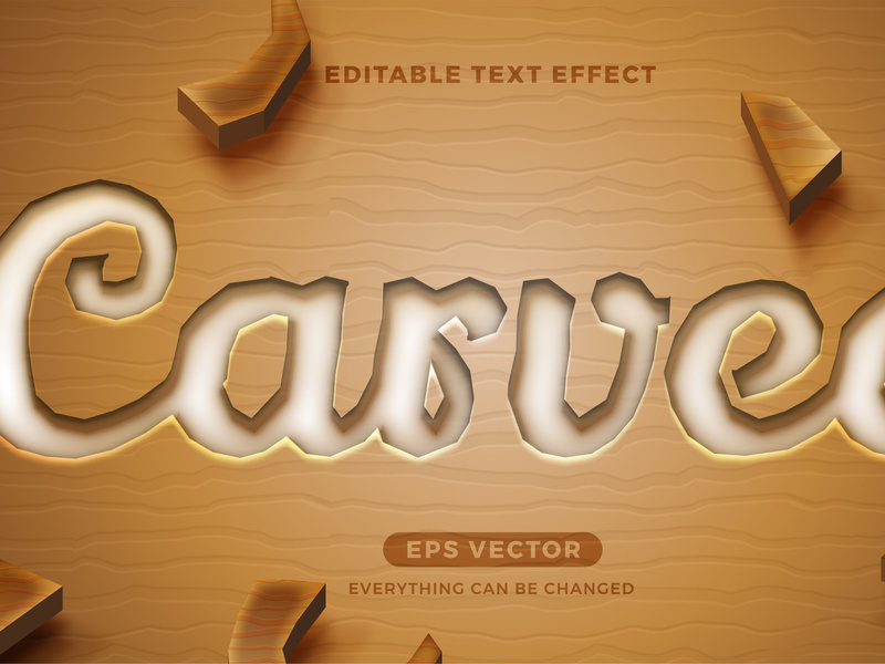 Carved editable text effect style vector