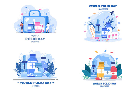 16 World Polio Day Background Vector Illustration