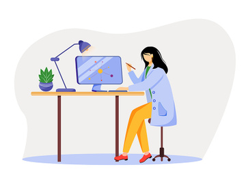 Scientist at working place flat vector illustration preview picture