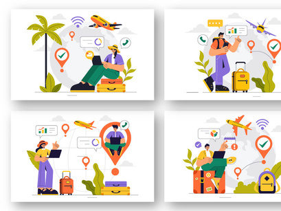 9 Digital Nomad Lifestyle Illustration