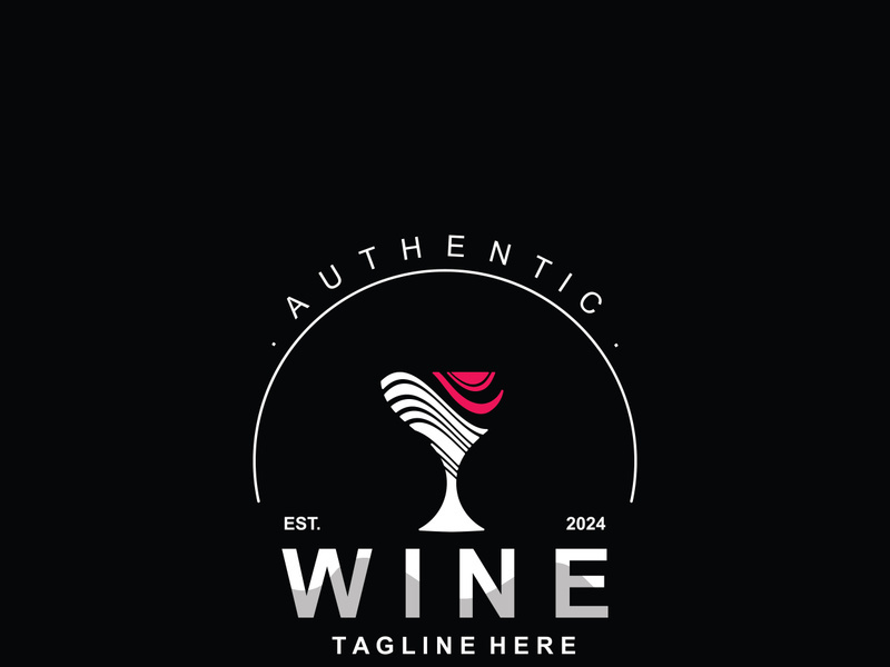 Wine drink Vintage logo label with glass or beer premium, bars, clubs, cafes company