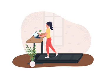 Exercising at work 2D vector web banner, poster preview picture