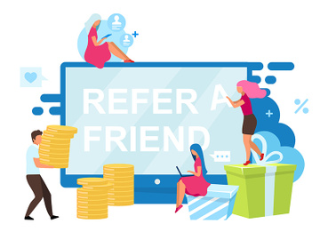 Refer a friend bonuses flat vector illustration preview picture