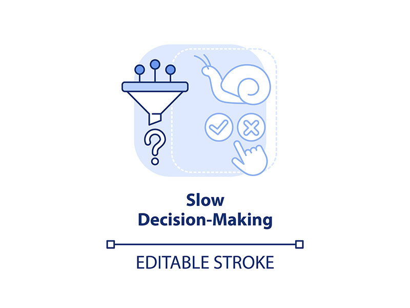 Slow decision-making light blue concept icon