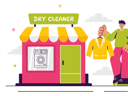 10 Dry Cleaner Store Service Illustration