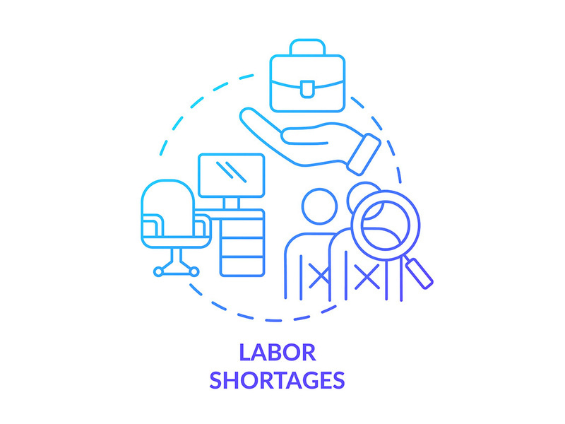 Labor shortages blue gradient concept icon