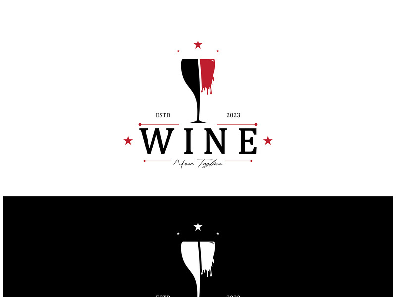 Wine logo with wine glasses and bottles.for night clubs,bars,cafe and wine shops.