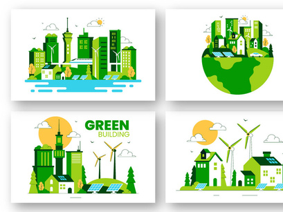 10 Green Building Illustration
