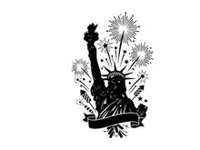 Statue of Liberty with Fireworks Vector Illustration