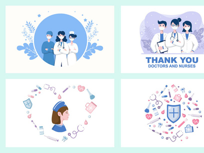 17 Thank You Doctor and Nurse Thanksgiving Flat Design