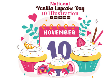 10 National Vanilla Cupcake Day Illustration preview picture