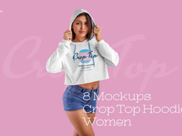 8 Women Crop Top Hoodie Mockups preview picture