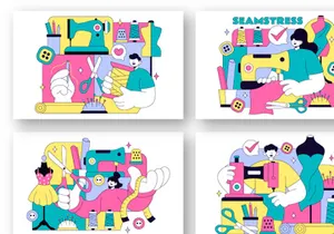 10 Seamstress Vector Illustration