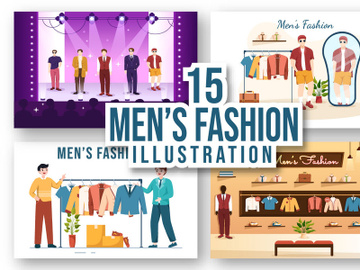 15 Fashion Men Trendy Outfits Illustration preview picture