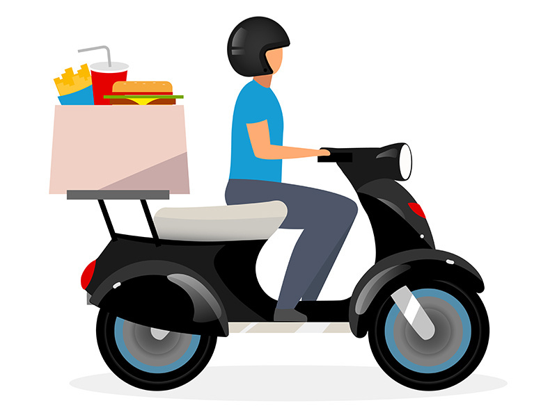 Fast food delivery service flat vector illustration