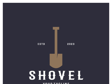 Shovel logo for agriculture, excavation,building, mining foundation. gardening vector set design with leaves preview picture