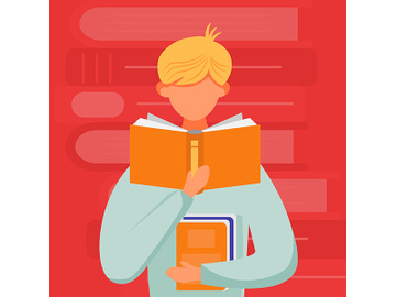 Man reading book flat vector illustration preview picture