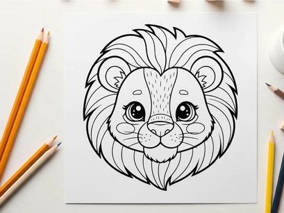Cute lion head mascot smiling vector illustration flat design