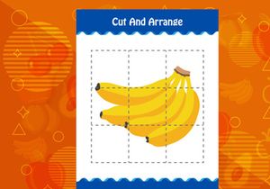 10 Pages Cut and arrange with a fruit worksheet for kids. Educational game for children