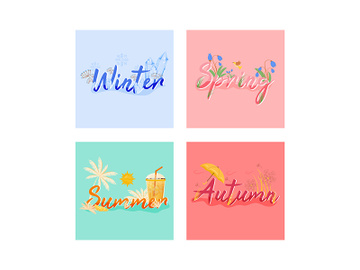 Four seasons banner flat vector template preview picture