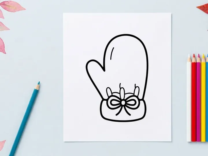 Hand-drawn Halloween trick or treat basket with bow. Cute spooky candy bag illustration for kids party decor.