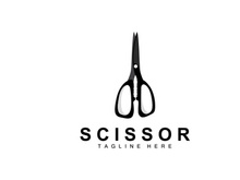 Scissors Logo Design, Barbershop Shaver Vector, Babershop Scissors Brand Illustration