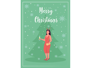 Christmas party celebration greeting card flat vector template preview picture