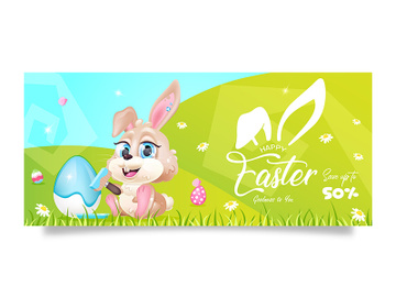 Happy pascha sales banner flat vector template preview picture