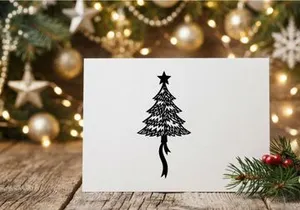 Stylized Christmas Tree Illustration with Star Topper for Holiday Decor