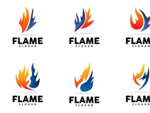Red Flame Logo, Burning Heat Fire Vector
