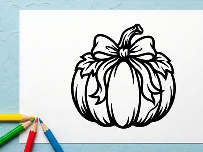 Abóbora de Halloween Fofo com Laço para Decorações de Outono