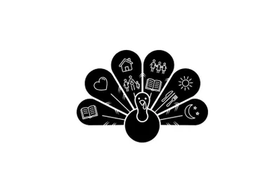 Silhouette of a person surrounded by various icons in a circular pattern preview picture