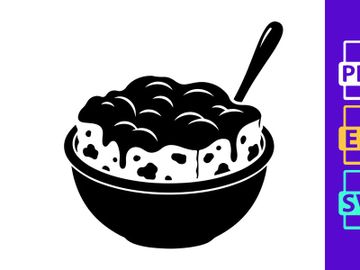 Bowl of cereal with milk and spoon preview picture
