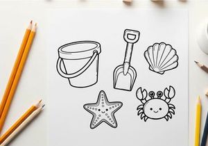 Beach summer toys set flat design vector illustration