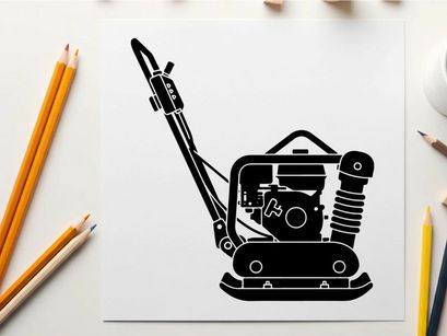 Silhouette of a plate compactor machine in black