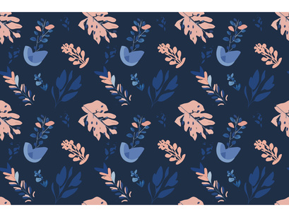 Abstract Trendy Exotic Jungle Plants Pattern