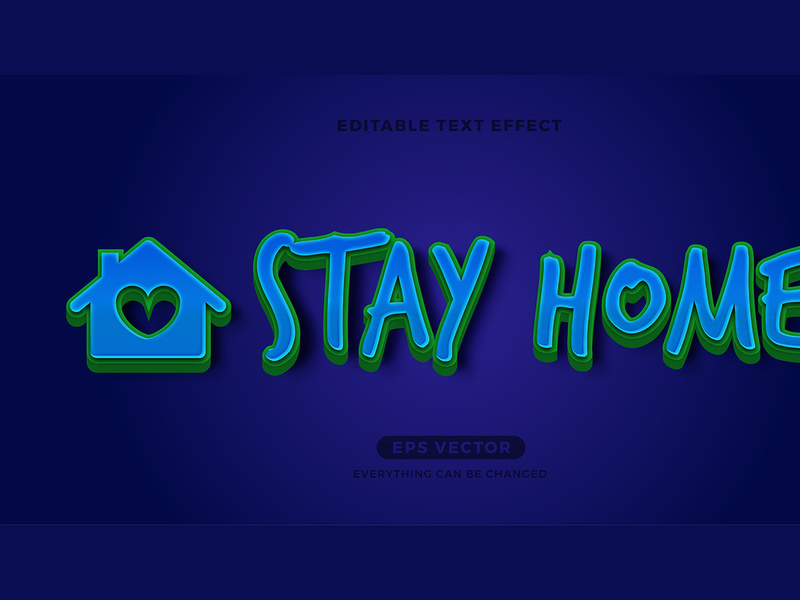 Stay Home editable text effect vector template