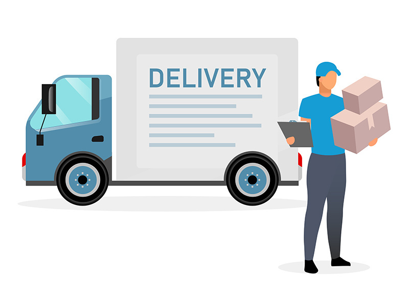 Deliveryman with parcels flat illustration