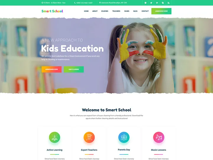 Kids, Kindergarten And Pre-School PSD Template