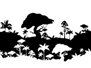 Jungle landscape black silhouette seamless border preview picture