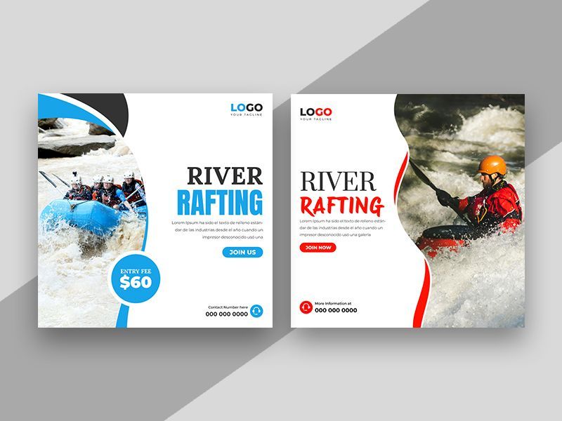 Rafting Social Media Post Banner Template