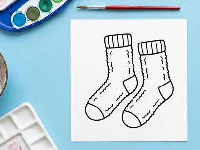 Ilustração de arte vetorial de um par de meias quentinhas de inverno para projetos de design de Natal.