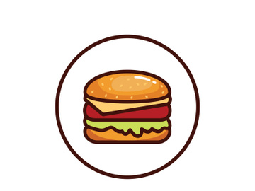 Burger logo illustration, restaurant emblem, cafe, burger and factory label, fast food, vector preview picture