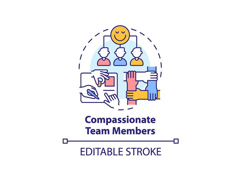 Compassionate team members concept icon