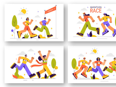 9 Marathon Race Sport Illustration