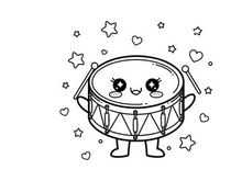 Cute snare drum with face vector illustration flat design