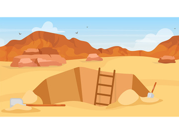 Excavation flat vector illustration preview picture