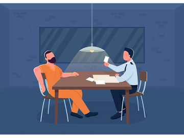 Police interrogation flat color vector illustration preview picture