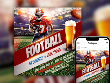 Free Bold Football Party Instagram Post Template preview picture